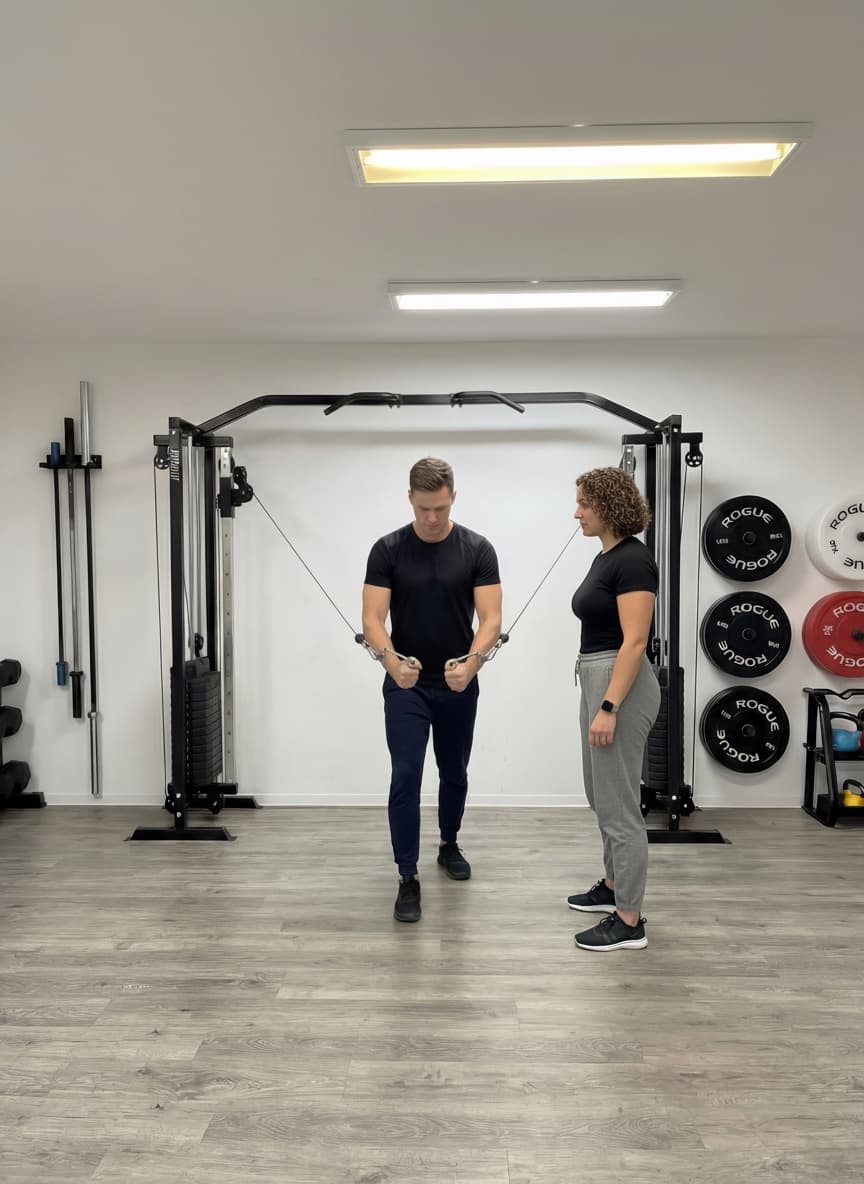 Personal Training Einheit — Anleitung am Kabelzug